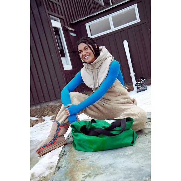 NWT FREE PEOPLE Hit The Slopes Salopette OVERALLS $178 LARGE Sesame TAN - Picture 5 of 6
